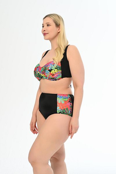 AQUAVİVA Plus Size Aquaviva Women's Black Green Draped Anjelq Bikini Set