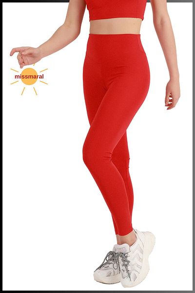 missmaral Women's Tights - High Waist Recovery Lycra Sports & Outdoor Red 102101