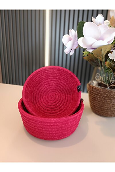 Home Set of 2 Decorative and Multi-Purpose Organizer Knitted Cord Basket