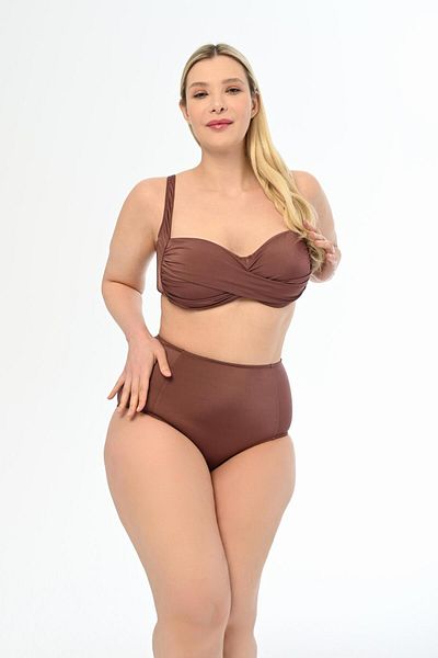 AQUAVİVA Plus Size Aquaviva Women's Draped Anjelq Bikini Set - Brown
