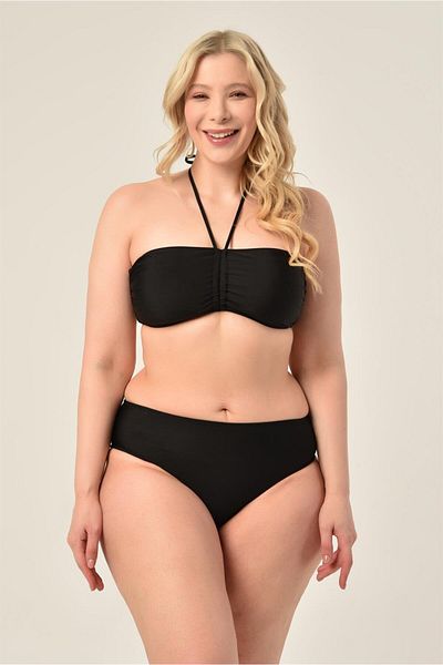 AQUAVİVA Aquaviva Women's Plus Size Black Strapless Halterneck Bikini Set
