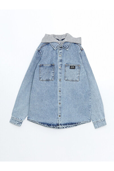 LC Waikiki Nevavm Hooded Boy's Jean Shirt with Difference