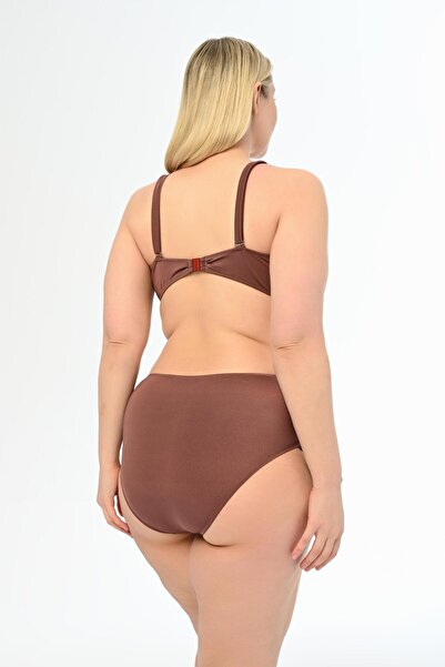 AQUAVİVA Aquaviva Kadın Kahverengi Büyük Beden Venezıa Çapraz Ipli Dekolte Bikini Takımı