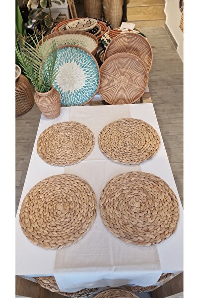 Bohe Collection Supla Amerikan Servis Dekor Su Sümbülü Hasır Örme 4 Adet 35cm