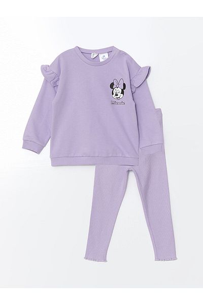 LC Waikiki Printed Girl's Sweatshirt and Sweatpants Set of 2