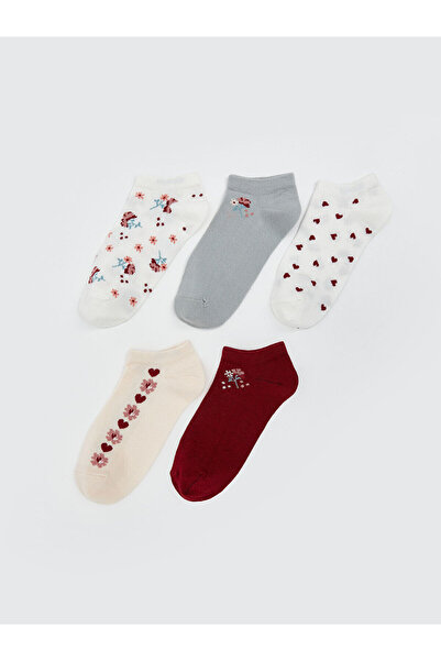 LC Waikiki Дамски чорапи до глезена с флорален принт, комплект от 5 броя