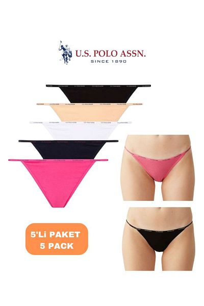 U.S. Polo Assn. Women'S, Licensed, Uspa, Color, 47% Modal, 47% Cotton, Regular Waist, Side Thread 5'Li Panties