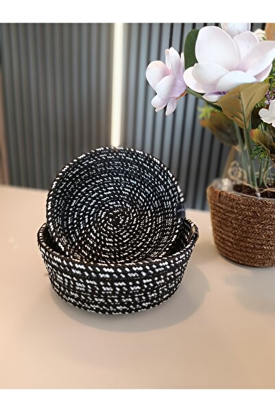 Home Set of 2 Decorative and Multi-Purpose Organizer Knitted Cord Basket