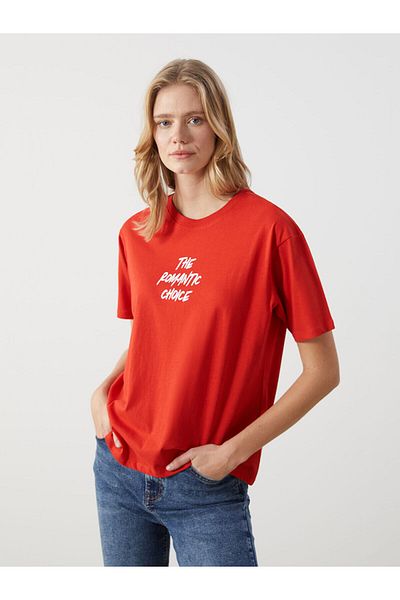 LC Waikiki Crew Neck Printed Oversize Women's T-Shirt