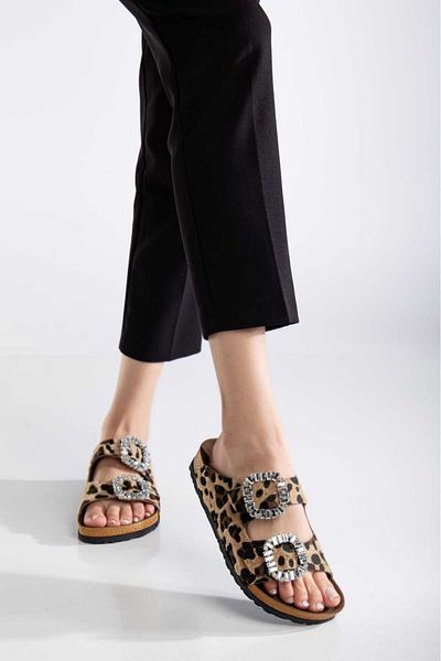 Valeriiastock New Season Stone Buckle Slippers - Double Buckle Leopard Style