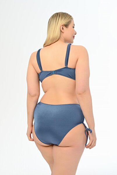 AQUAVİVA Aquaviva Kadın Indigo Büyük Beden Venezıa Çapraz Ipli Dekolte Bikini Takımı