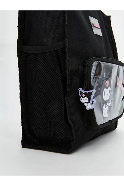 LC Waikiki Μαύρη τσάντα ώμου για κορίτσια με στάμπα Kuromi LCW Αξεσουάρ