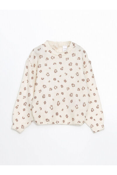 LC Waikiki Gemusterter Strickpullover für Mädchen mit Rundhalsausschnitt – W4LM83Z1