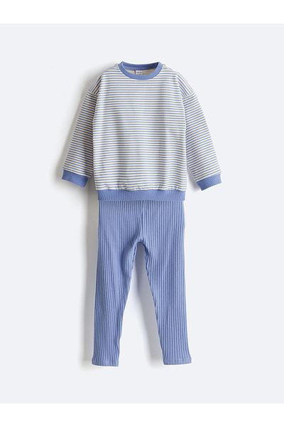 LC Waikiki Striped Baby Girl Sweatshirt and Leggings 2-Pack