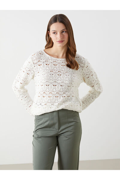 LC Waikiki Peak Yeni Sezon Bisiklet Yaka Ajurlu Kadın Triko Kazak