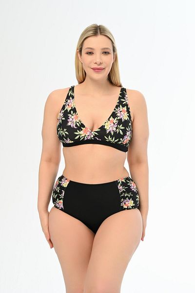 AQUAVİVA High Waist Butterfly Bikini - Plus Size, Black Lilac Pattern Aquaviva Set