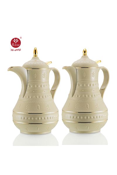 Rose RS-712-طقم ترمس شاي وقهوة مكون من 2 ترمس بغطاء ضغاط روز  سعة 1 لتر
