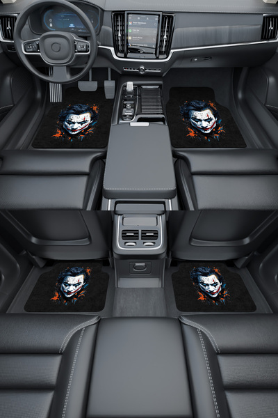 Dormot Home Modern Dijital Baskı Siyah Joker Universal Araba Paspası, Oto Paspas