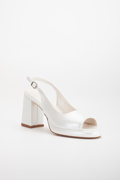 Dilimler Ayakkabı Жіночі вечірні туфлі на платформі з перламутровою шкірою, круглим носком і відкритим носком