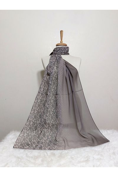 REMOMODA Small Floral Patterned Chiffon Shawl, Gradient Model 180X70 cm