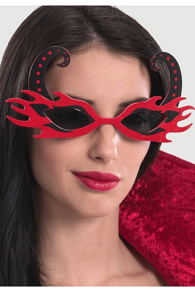 Kuzgun Ticaret Black Horned Red Color Flame Party Glasses 21X10 cm (4767) - Lisinya