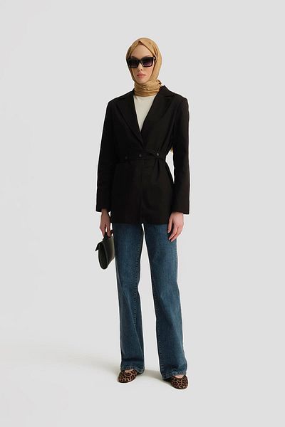 Armine Wrapped Black Blazer Tow 25Y5911