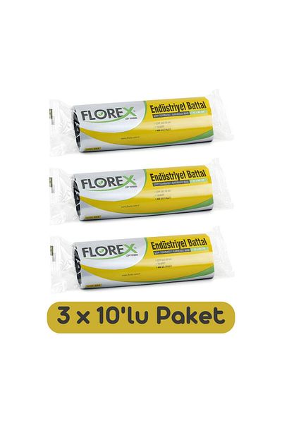 Florex Industrial Oversize Garbage Bag 72x95 Cm 10 Pieces Roll Black 3 Rolls (30 Pieces)