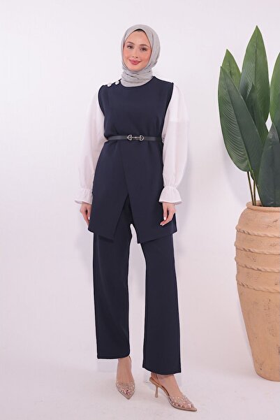 HİFADEN Жіночий комплект з подвійним крепом і поясом