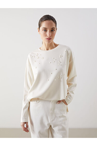 LC Waikiki تونيك نسائي بياقة دائرية مرصعة بالأحجار من إكرو