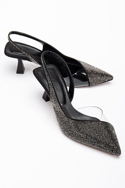 Dilimler Ayakkabı Rochie de seara de dama Platinum Stone cu toc transparent