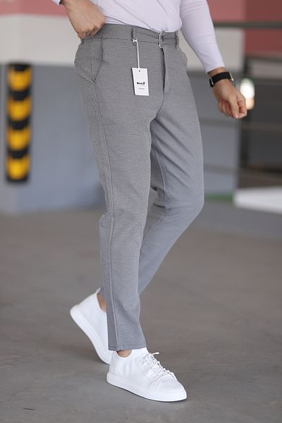 hello7 Ανδρικό λινό παντελόνι Anthracite Slim Fit Flexible Lycra
