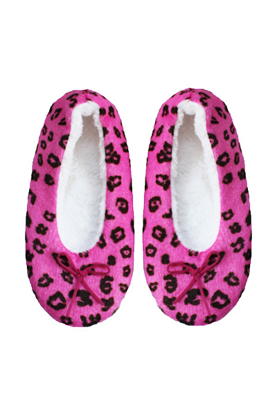 UNLIMITED LEGWEAR Pembe Leopar Desenli Kaymaz Taban Ev Patiği Terliği