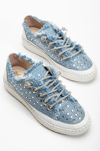Dilimler Ayakkabı Pantofi ocazional de damă Blue Stone Material denim cu șireturi
