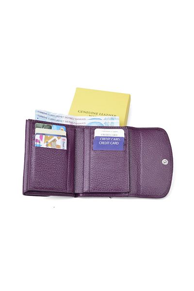 en deri Women's Genuine Leather Small Leather Wallet with Cash Compartment