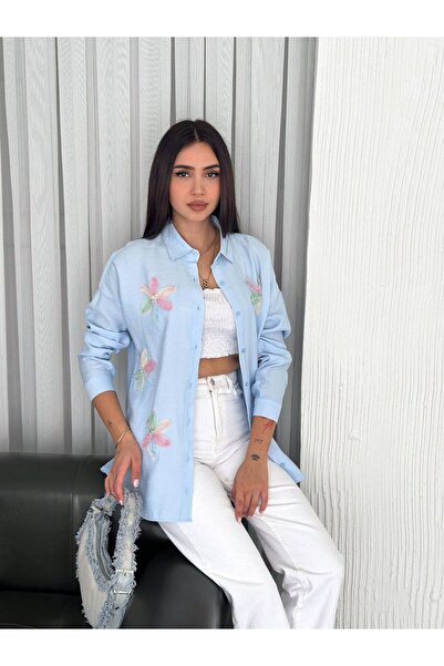 By Kuzey Aras قميص كتان Aerobin مطرز بالزهور من Florasoft