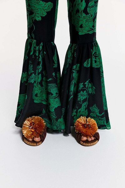 H&M Patterned frill-trimmed trousers