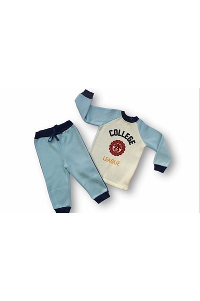 Skygo 9-36 Months Baby Boy Sweatshirt - College Print, 3 Thread Fabric, Long Sleeve 2-Piece Set