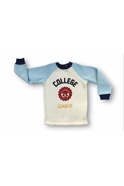 Skygo 9-36 Months Baby Boy Sweatshirt - College Print, 3 Thread Fabric, Long Sleeve 2-Piece Set