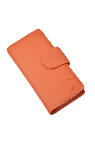 en deri Women's Genuine Leather Wallet with Phone Cash Compartment