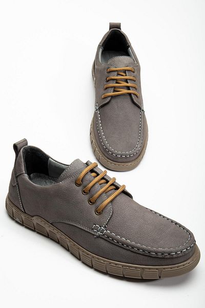 Dilimler Ayakkabı Γνήσιο δέρμα Nubuck Ανδρικά παπούτσια casual γκρι με κοντό δεμένο