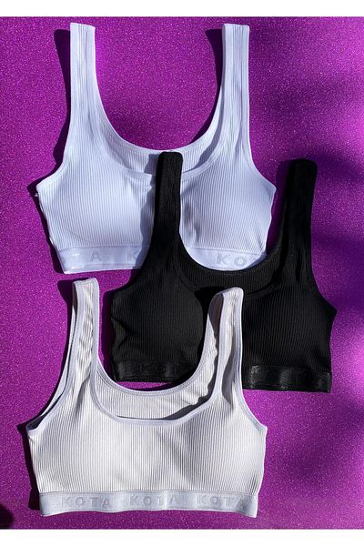 Elosia Ecochic 3Pcs Camisole Bra Set with Pads - Black, White, Gray with Stylish and Sizes 64E30