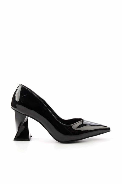 Bambi Black Wrinkled Patent Leather Women's Evening Shoes K01575020808