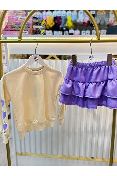 ŞAPKAKİDS Дівчачий комплект з вишитим серцем на топі та спідницею з воланами