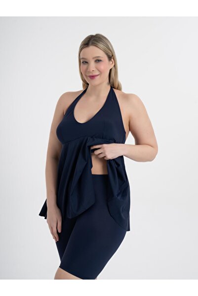 AQUAVİVA Aquaviva Women`S Plus Size Navy Mabel Tankini with Halter Leggings