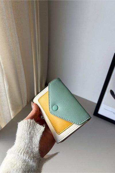 Yuka Atelier Medium Size Faux Leather Wallet with Multicolor Compartments