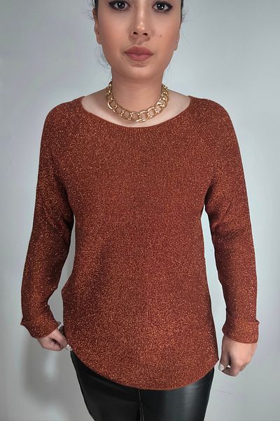 MADAMMERY Oval Collar Silvery Stretch Blouse