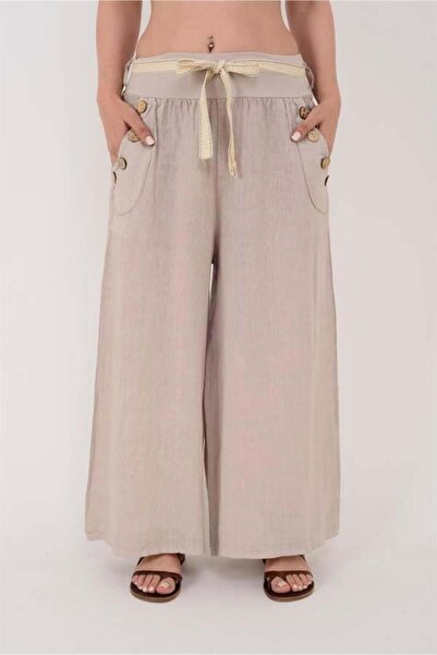 EREN STYLE Италиански ленени панталони с копчета и автентичен колан