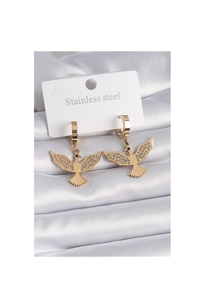 Skygo 316L Steel Gold Color Zircon Stone Phoenix Model Women's Earrings - Tj-Bkp9567