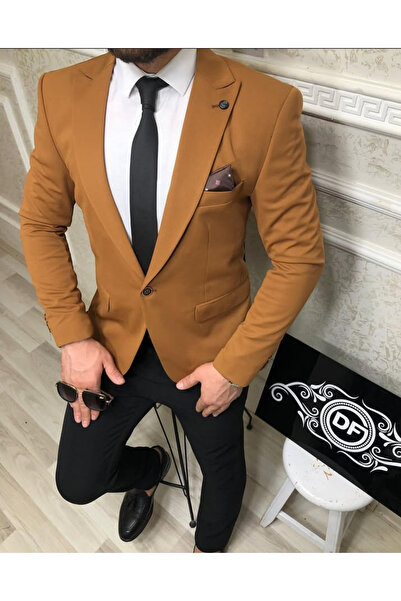CXFASHİON Erkek Likralı Slim Fit Ceket