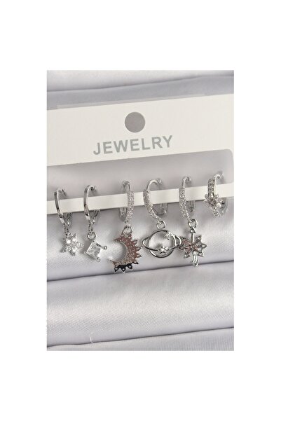 Skygo طقم أقراط نسائية من حجر الزركون الذهبي والفضي والنحاسي - Tj-bkp10113